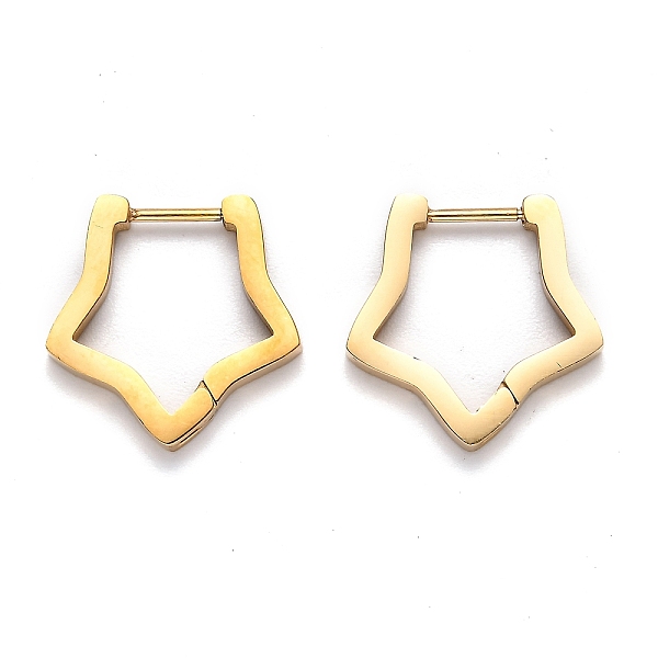 

PandaHall 304 Stainless Steel Star Huggie Hoop Earrings, Golden, 18x18x3mm, Pin: 1mm 304 Stainless Steel Star