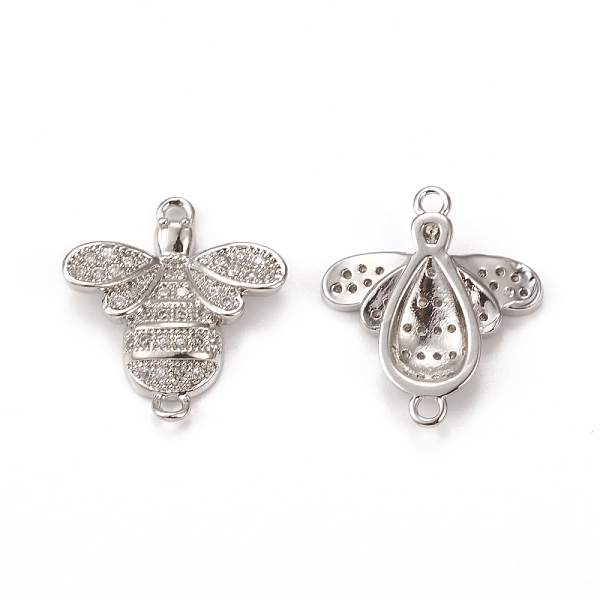 

PandaHall Brass Micro Pave Cubic Zirconia Connector Charms, Bees, Platinum, 19.5x17x3.5mm, Hole: 1.5mm Brass+Cubic Zirconia Bees Clear