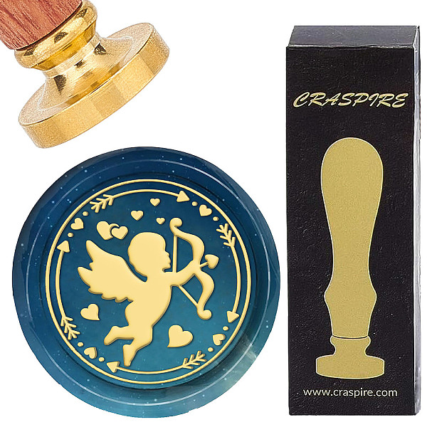 

PandaHall CRASPIRE 25mm Cupid Wax Seal Stamps Valentine's Day Sealing Wax Stamp Heart Removable Brass Head with Rosewood Handle for...