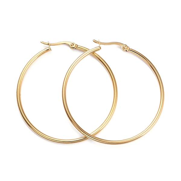 

PandaHall 201 Stainless Steel Big Hoop Earrings, with 304 Stainless Steel Pins, Ring Shape, Golden, 45.5x2mm, 12 Gauge, Pin: 1x0.7mm 304...