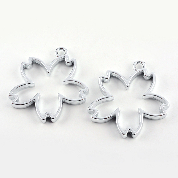 

PandaHall Rack Plating Alloy Sakura Open Back Bezel Pendants, For DIY UV Resin, Epoxy Resin, Pressed Flower Jewelry, Hollow, Cadmium Free &...