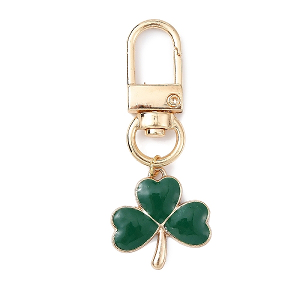 

PandaHall Saint Patrick's Day Alloy Enamel Pendant Decorations, with Alloy Swivel Clasps, Clover, 57mm, Pendants: 23x22.5x2.5mm Alloy+Enamel...