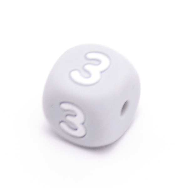 

PandaHall Silicone Beads, for Bracelet or Necklace Making, Arabic Numerals Style, Gray Cube, Num.3, 10x10x10mm, Hole: 2mm Silicone Number...