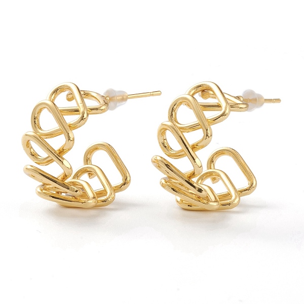 

PandaHall Brass Half Hoop Earrings, with Steel Pin and Plastic Ear Nuts, Long-Lasting Plated, Semicircular, Real 18K Gold Plated...