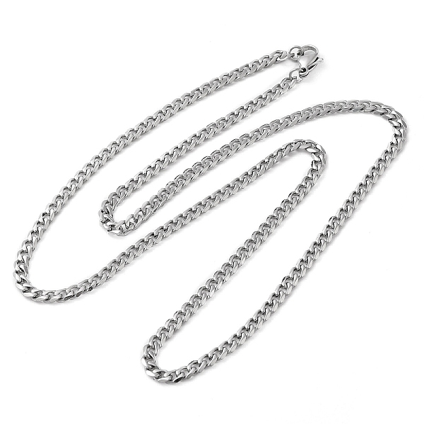 

PandaHall 304 Stainless Steel Cuban Link Chain Necklace for Men Women, Stainless Steel Color, 19.69 inch(50cm) 304 Stainless Steel