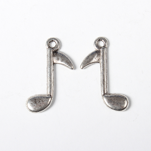 

PandaHall Antique Silver Tibetan Style Musical Note Pendants, Lead Free and Cadmium Free, Size: about 24mm long, 15mm wide, 2.5mm thick...