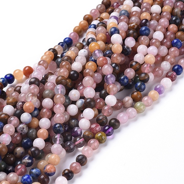 PandaHall Natural Gemstone Beads Strands, Dyed, Mixed Stone, Round, 5.8~6.8mm, Hole: 0.7mm, about: 66pcs/Strand, 15 inch~15.5 inch(38~39cm)...