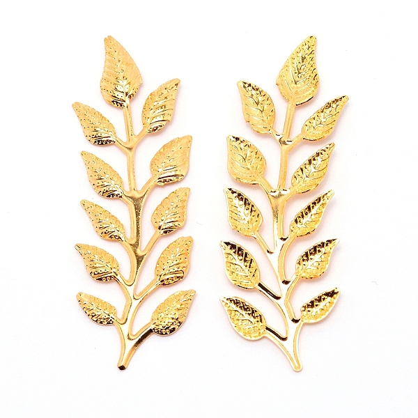 

PandaHall Iron Cabochons, Leafy Branches, Light Gold, 63.5x20x2mm Iron Leaf