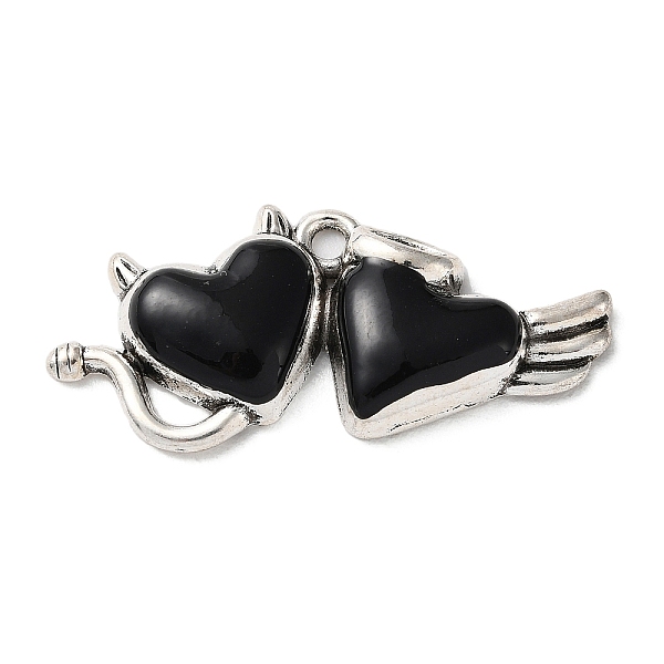 

PandaHall Alloy Pendants, with Black Enamel, Antique Silver, Heart, 18x39x4.5mm, Hole: 2mm Alloy+Enamel Heart Black
