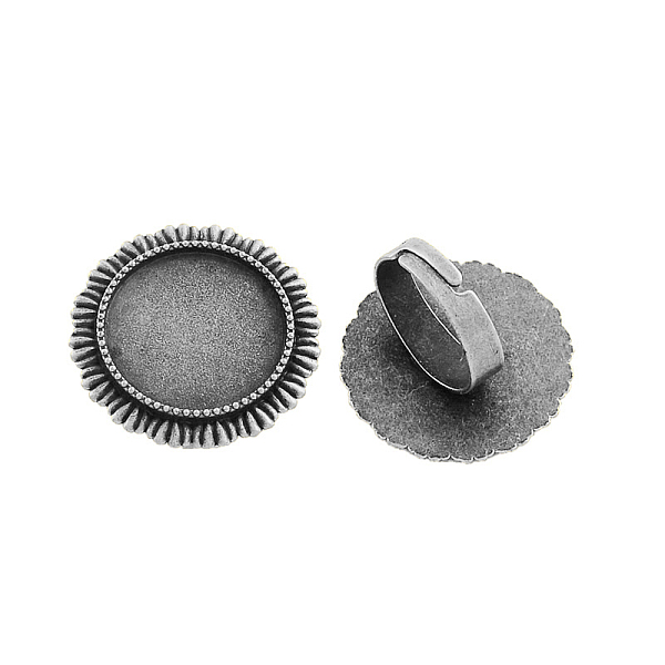 

PandaHall Vintage Adjustable Iron Finger Ring Components Alloy Cabochon Bezel Settings, Cadmium Free & Lead Free, Antique Silver, 17x5mm...