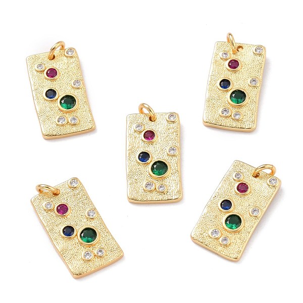 

PandaHall Brass Micro Pave Cubic Zirconia Pendants, with Jump Ring, Long-Lasting Plated, Rectangle, Colorful, Real 18K Gold Plated...