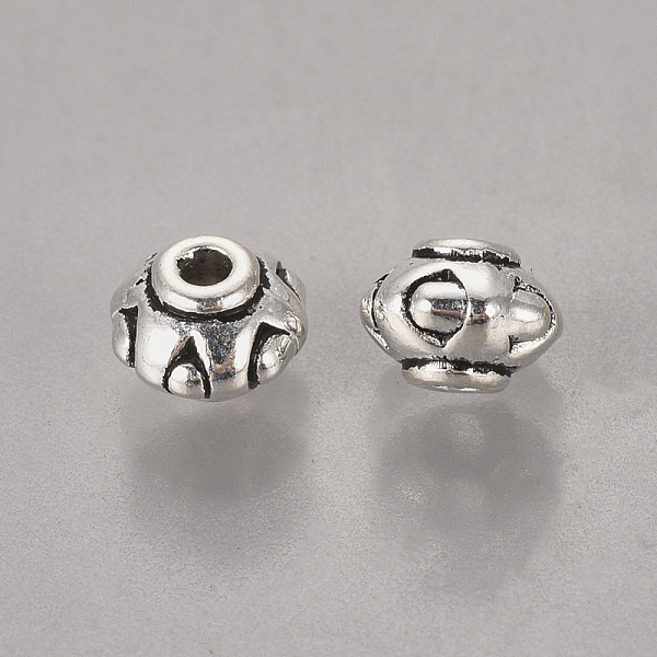 

PandaHall Tibetan Silver Beads, Lead Free & Cadmium Free, Rondelle, Antique Silver, about 6.5mm wide, 5.5mm long, Hole: about 1.5mm Alloy...