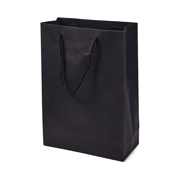 PandaHall Rectangle Paper Gift Bags, with Handles, Shopping Bags, Black, 32.5x23x0.4cm Paper None Black