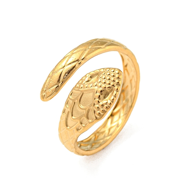 

PandaHall 304 Stainless Steel Open Cuff Rings, Golden, Snake, US Size 8 1/4(18.3mm) 304 Stainless Steel Snake
