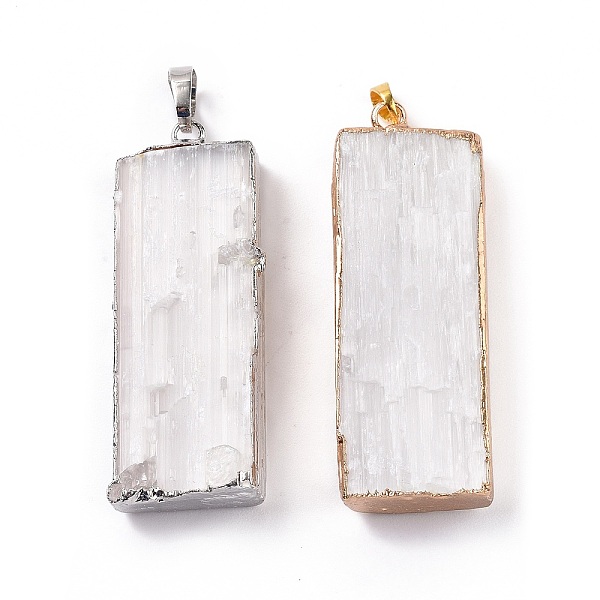 

PandaHall Natural Selenite Big Pendants, Rectangle Charms, with Rack Plating Brass Findings, Mixed Color, 47~51x17~19x7~9mm, Hole: 8x5mm...