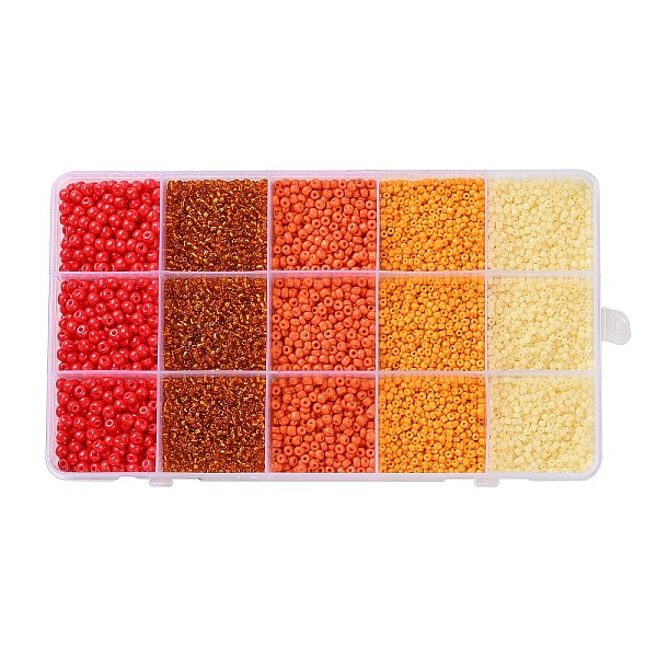 

PandaHall DIY 15 Grids ABS Plastic & Glass Seed Beads Jewelry Making Finding Beads Kits, Rondelle, Coral, 2~4.5x1.5~4.5mm, Hole: 0.8~1.2mm..., Red