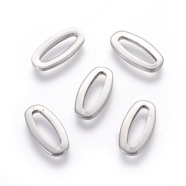 

PandaHall 201 Stainless Steel Linking Rings, Oval, Stainless Steel Color, 17x8.5x1.5mm, Hole: 3.5x12mm 201 Stainless Steel Oval