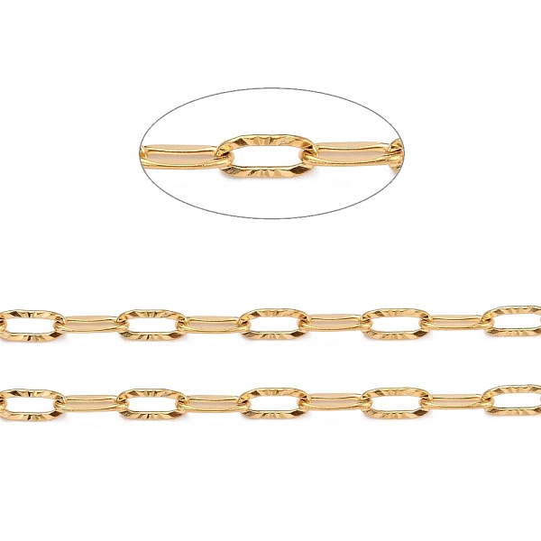 

PandaHall Vacuum Plating 304 Stainless Steel Cable Chains, with Spool, Soldered, Real 18K Gold Plated, 7.5x3.5x0.8mm, 10.93 yards(10m)/roll...