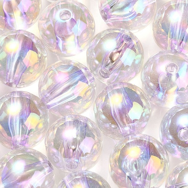 

PandaHall UV Plating Transparent Rainbow Iridescent Acrylic Beads, Round, Lilac, 16x15.5mm, Hole: 3mm Acrylic Round Purple