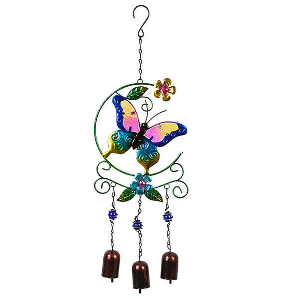 

PandaHall Glass Wind Chime, Art Pendant Decoration, with Iron Findings, for Garden, Window Decoration, Butterfly, 510x170mm Iron Butterfly