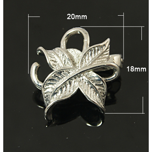 

PandaHall Brass Fold Over Magnetic Clasps, Leaf, Platinum, 18x20x10mm, Hole: 4mm Brass Leaf