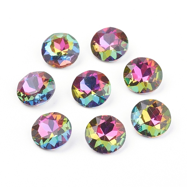 

PandaHall Pointed Back & Back Plated Glass Rhinestone Cabochons, Grade A, Faceted, Flat Round, Volcano, 8x4.5mm Glass Rhinestone Flat Round..., Multicolor