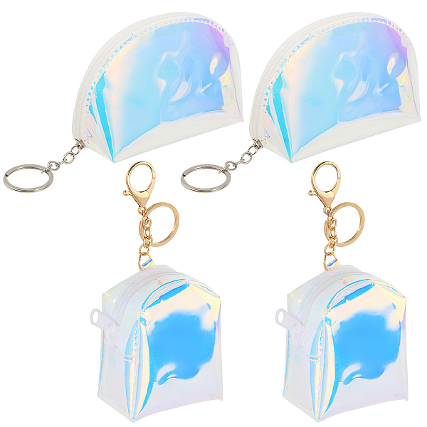 

PandaHall CHGCRAFT 4Pcs 2 Style Laser Effect TPU Coin Purses, Wallet with Zipper & Alloy Key Rings, Rectangle, Colorful, 16.5~17.5cm...