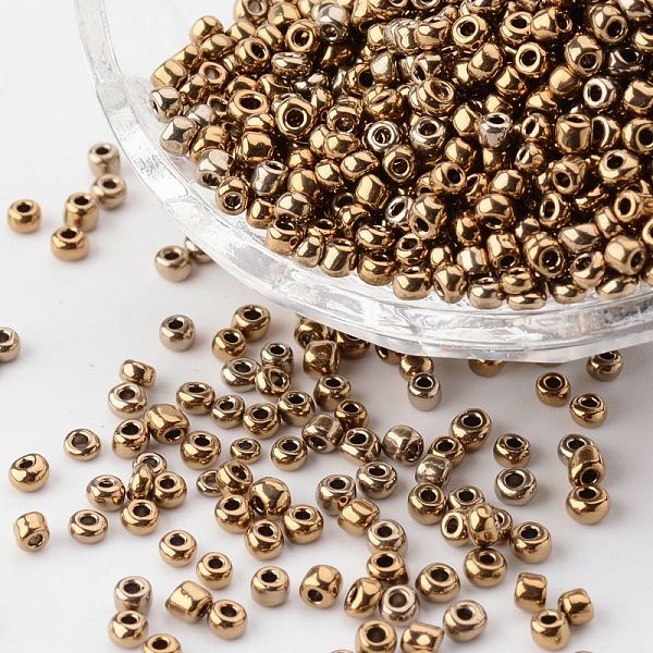 

PandaHall 8/0 Glass Seed Beads, Metallic Colours, Sienna, about 3mm in diameter, hole: 0.8mm, about 10000pcs/bag Glass Brown