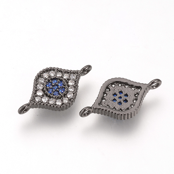 

PandaHall DIY Brass Micro Pave Cubic Zirconia Links, Eye, Gunmetal, 8x16x2mm, Hole: 1mm Brass+Cubic Zirconia Eye