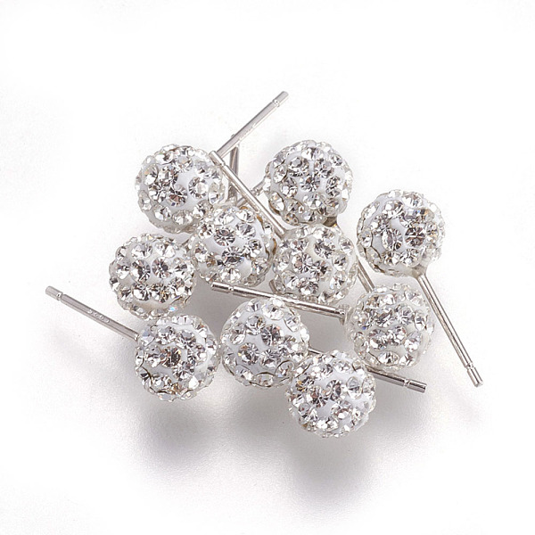 

PandaHall Sexy Valentines Day Gifts for Her 925 Sterling Silver Austrian Crystal Rhinestone Ball Stud Earrings, Crystal, about 6mm in..., Clear