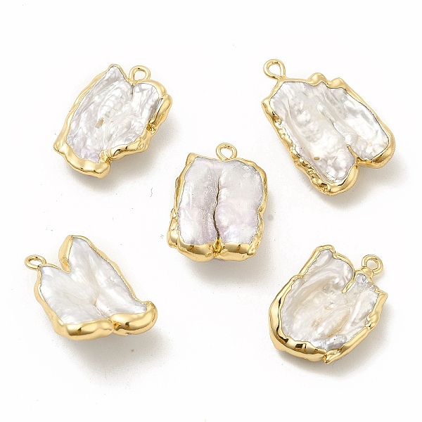 

PandaHall Baroque Natural Keshi Pearl Pendants, Nuggets Charms, with Brass Loops, Light Gold, 21~23x14~16x5~8mm, Hole: 1.6~1.8mm Keshi Pearl..., White