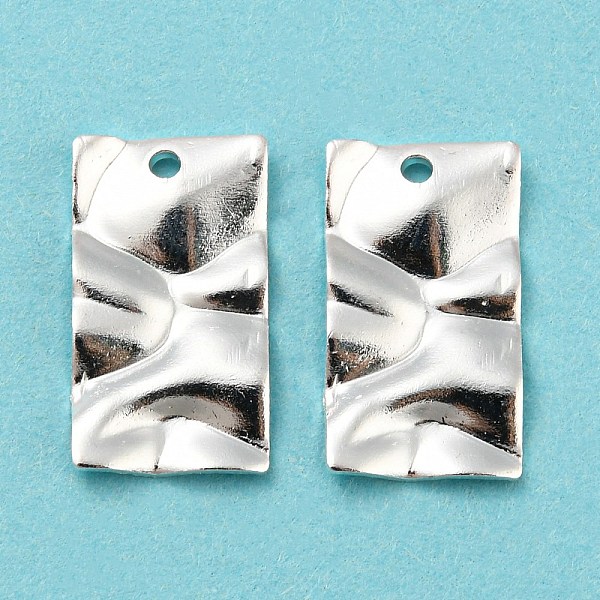 

PandaHall Eco-friendly Brass Pendants, Cadmium Free & Lead Free, Textured Rectangle Charm, 925 Sterling Silver Plated, 17x9.5x1.5mm, Hole...