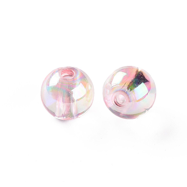 

PandaHall Transparent Acrylic Beads, AB Color Plated, Round, Pink, 10x9mm, Hole: 2mm, about 940pcs/500g Acrylic Round Pink