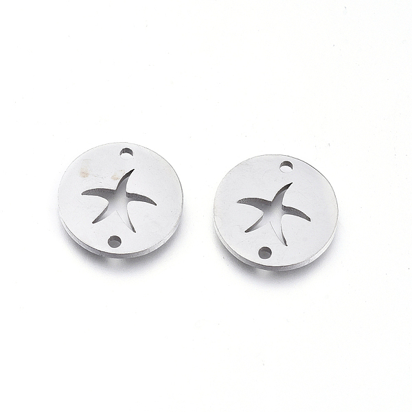 

PandaHall 304 Stainless Steel Links connectors, Laser Cut, Flat Round with Starfish, Stainless Steel Color, 11.5x1mm, Hole: 1.2mm 304...