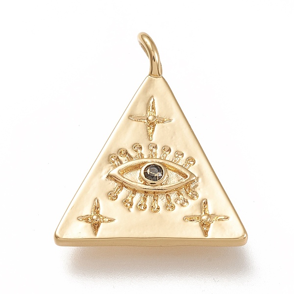 

PandaHall Brass Pendants, with Cubic Zirconia, Triangle with Eye, Real 18K Gold Plated, 23.5x19x3mm, Hole: 3mm Brass+Cubic Zirconia Triangle..., Black
