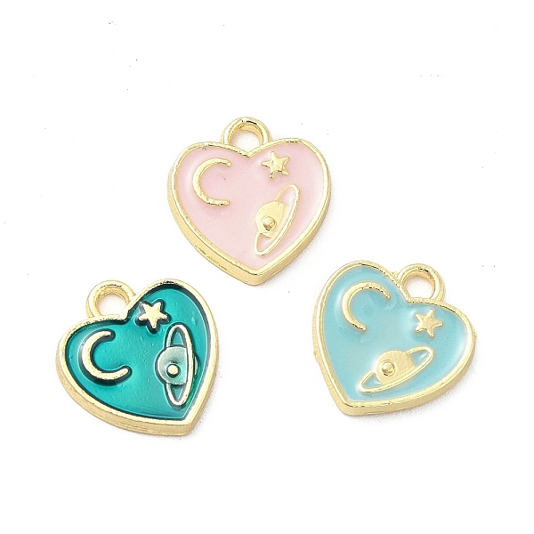 

PandaHall Alloy Enamel Pendants, Light Gold, Heart with Moon and Star Charm, Mixed Color, 12.3x11.5x1.6mm, Hole: 1.6mm Alloy+Enamel Planet..., Multicolor