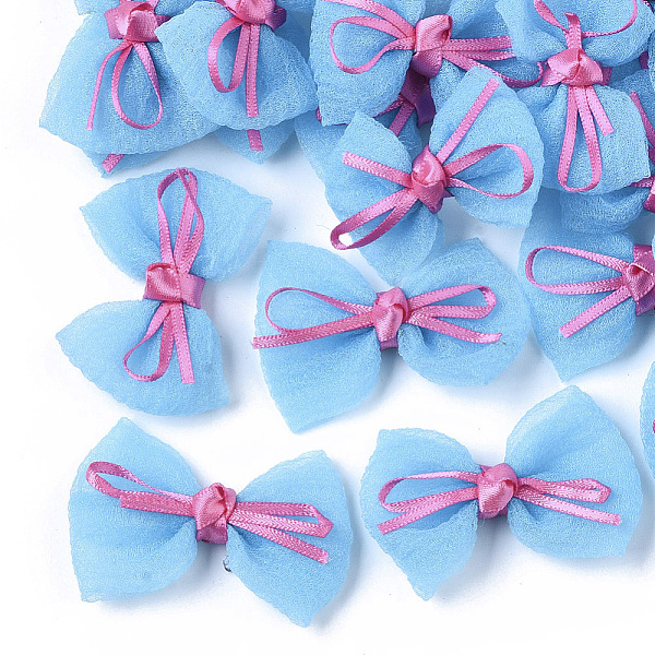 

PandaHall Handmade Woven Costume Accessories, Bowknot & Hair Bows, Light Sky Blue, 35~40x44.5~48x12~14mm Organza Bowknot Blue