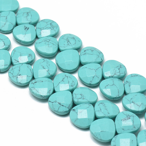 

PandaHall Synthetic Turquoise Beads Strands, Top Drilled Beads, Faceted, Dyed, Teardrop, 13x13x5~6mm, Hole: 1mm, about 27pcs/strand, 7.8...