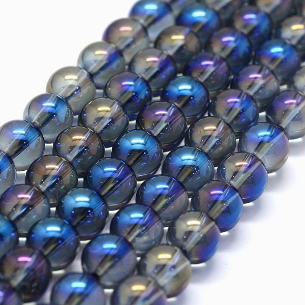 

PandaHall Electroplated Natural Quartz Crystal Beads Strands, AB color Plated, Round, Blue, 8mm, Hole: 0.8mm, about 49pcs/strand, 15.7 inch...