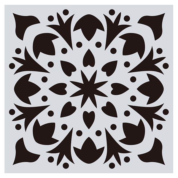

PandaHall Flower Pattern Eco-Friendly PET Plastic Hollow Painting Silhouette Stencil, DIY Drawing Template Graffiti Stencils, Square, White...