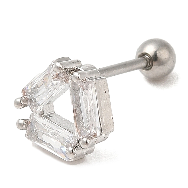 

PandaHall Brass Micro Pave Clear Cubic Zirconia Stud Earrings, with 316 Stainless Steel Pin and Ear Nut, Triangle, Stainless Steel Color...