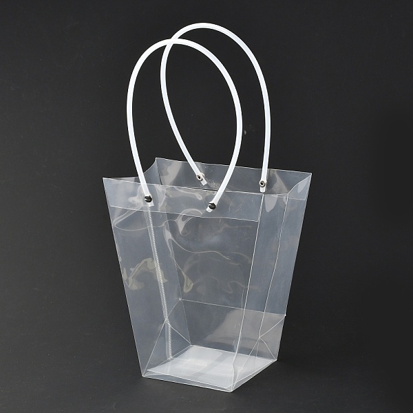 

PandaHall Valentine's Day Trapezoid PP Plastic Gift Bags, Flower Bouquet Bags, with Handle, Clear, 17.3x10x20cm Plastic None Clear