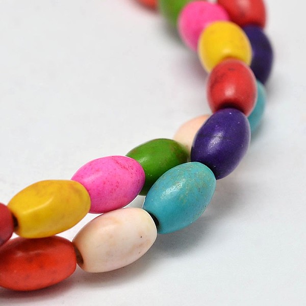 

PandaHall Dyed Synthetic Turquoise Bead Strands, Oval, Mixed Color, 8x5mm, Hole: 1mm, about 49pcs/strand, 15.7 inch Synthetic Turquoise Oval..., Multicolor