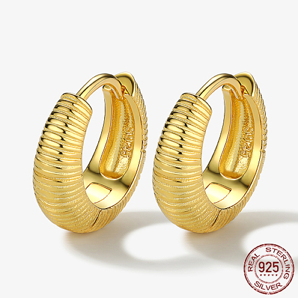 

PandaHall 925 Sterling Silver Hoop Earrings, Ring, with 925 Stamp, Real 18K Gold Plated, 14mm Sterling Silver Ring