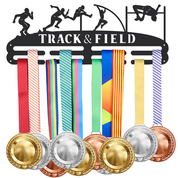 

PandaHall SUPERDANT Track and Field Medal Hanger Holder Display Never Give Up Sports Medals Display Rack Hook for 40+ Medals Wall Mount..., Black