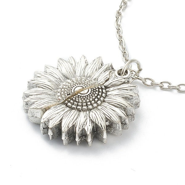

PandaHall Openable Alloy Pendant Necklaces, with Cable Chains, Sunflower with Word You Are My Sunshine, Antique Silver, 20.08 inch(51cm)...