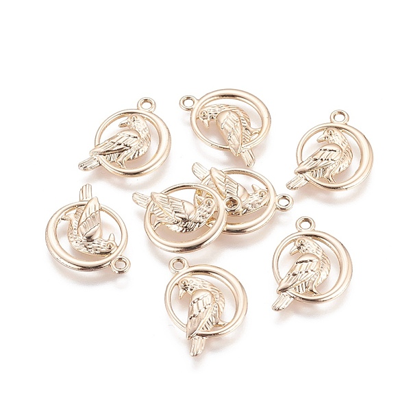 

PandaHall Alloy Pendants, Ring with Bird, Light Gold, 18.5x17x2.2mm, Hole: 1.6mm Alloy Ring