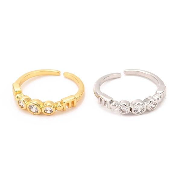 

PandaHall Brass Micro Pave Cubic Zirconia Cuff Ring, Long-Lasting Plated, Flat Round, Mixed Color, US Size 6(16.5mm) Brass+Cubic Zirconia..., Clear