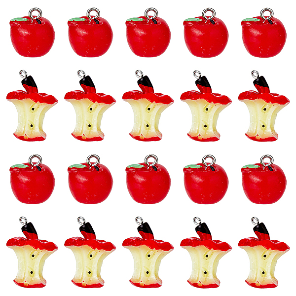 

PandaHall DICOSMETIC 40Pcs 2 Styles Teachers' Day Resin Pendants, Apple & Apple Core Charms, with Platinum Tone Iron Loops, Red...