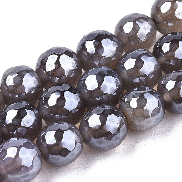 

PandaHall Electroplate Natural Agate Beads Strands, Dyed, Faceted, Pearl Luster Plated, Round, Rosy Brown, 10.5mm, Hole: 1.2mm, about...